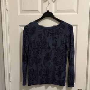 Lucky Brand Blue and Black Paisley Long Sleeve sweater